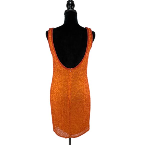 Copied - Vintage Orange Silk Beaded Cocktail Dress - Women's Size 8 - Picture 3 of 8
